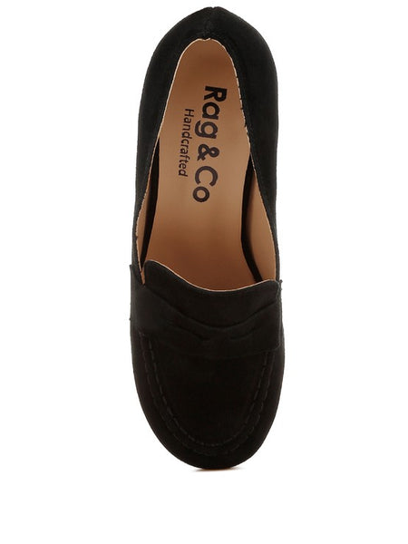 Rag Company genuine suede dressy loafers in black with handcrafted detailing for stylish formal wear