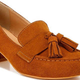 Rag Company Genuine Suede Loafers with Aloha Tassel Detail in brown suede with stitched moc toe