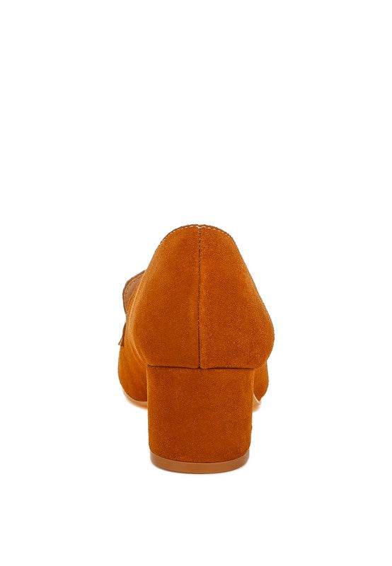 Brown Rag Company Genuine Suede Loafers with Aloha Tassel Detail viewed from the back