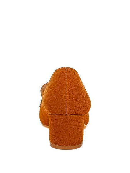 Brown Rag Company Genuine Suede Loafers with Aloha Tassel Detail viewed from the back