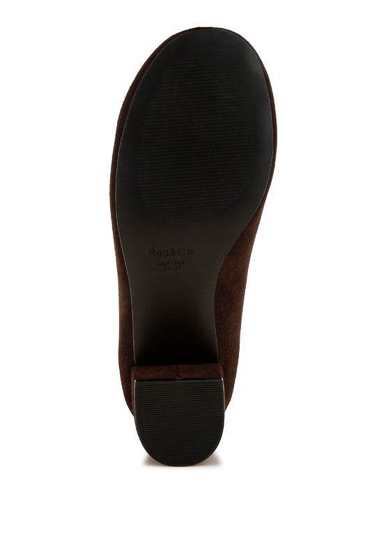 Sole view of Genuine Suede Loafers with Aloha Tassel Detail by Rag Company in dark brown