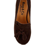 Genuine Suede Loafers with Aloha Tassel Detail in dark brown handcrafted by Rag Company