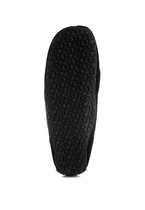 Sole view of Rag Company kipstar leather loafers showing textured black outsole for grip