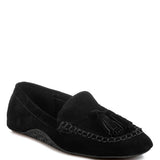 Rag Company black kipstar leather loafers with tassel detail and stitched trim design