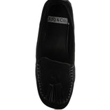 Black Rag Company kipstar leather loafers with tassel detail and stitched moccasin design
