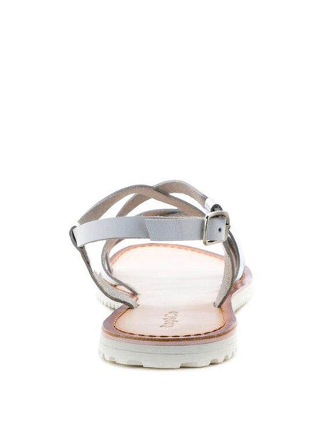 Babe Beachwear leather beach sandals for women with white straps and adjustable buckle