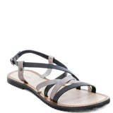 Babe Beachwear leather beach sandals for women in black and gray with adjustable ankle strap