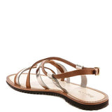 Babe Beachwear leather beach sandals for women with brown and silver straps and adjustable buckle
