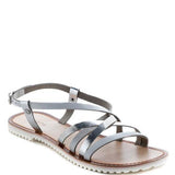 Babe Beachwear leather beach sandals for women with silver straps and buckle closure