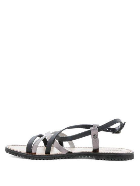Babe Beachwear black leather beach sandals for women with adjustable ankle straps