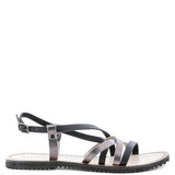 Babe Beachwaer leather beach sandals for women with black and brown straps and adjustable buckle