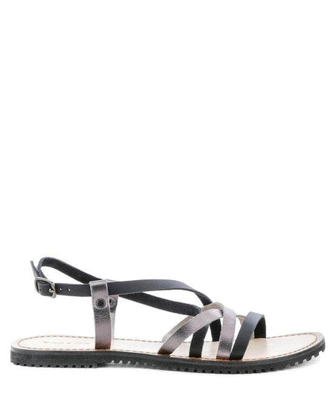 Babe Beachwaer leather beach sandals for women with black and brown straps and adjustable buckle