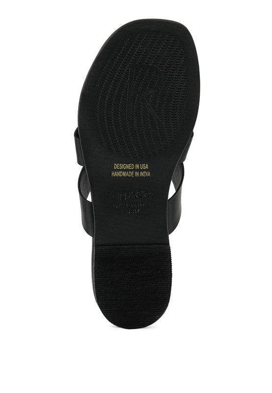 Black sole view of Babe Beachwear women's summer slip-on sandals with textured grip