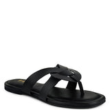 Babe Beachwear black flats women's summer slip-on sandals with crisscross straps and toe post design