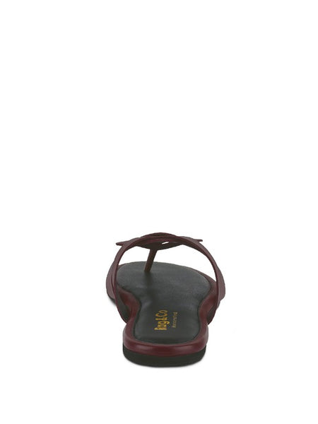 Babe Beachwear women's summer slip-on sandals in maroon flats with a thong design