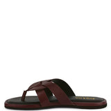 Babe Beachwear women's summer slip-on sandals flat brown leather toe loop sandals