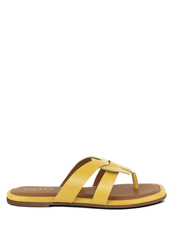 Babe Beachwear yellow women's summer slip-on sandals flat with toe loop and cushioned sole