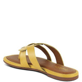 Babe Beachwear women's summer slip-on sandals in yellow with flat sole and cross straps