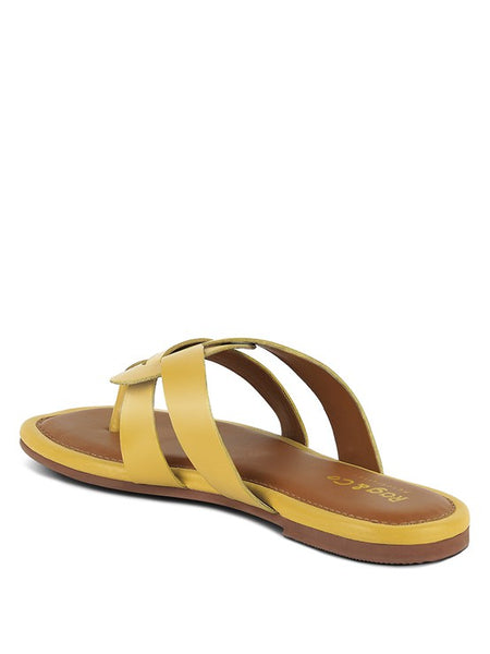 Babe Beachwear women's summer slip-on sandals in yellow with flat sole and cross straps