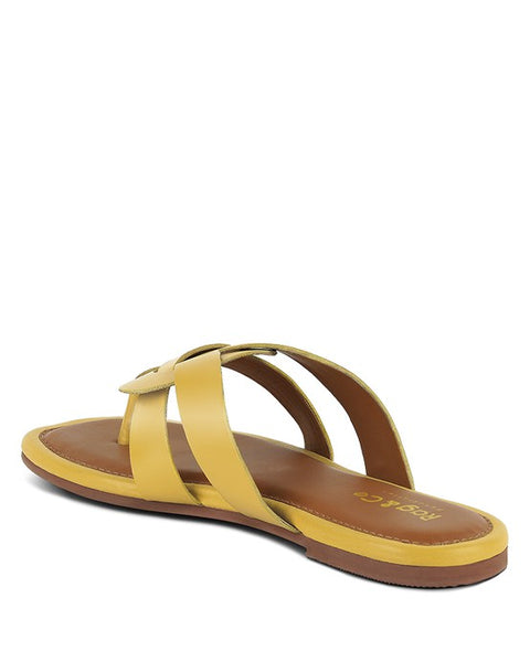 Babe Beachwear women's summer slip-on sandals in yellow with flat sole and cross straps