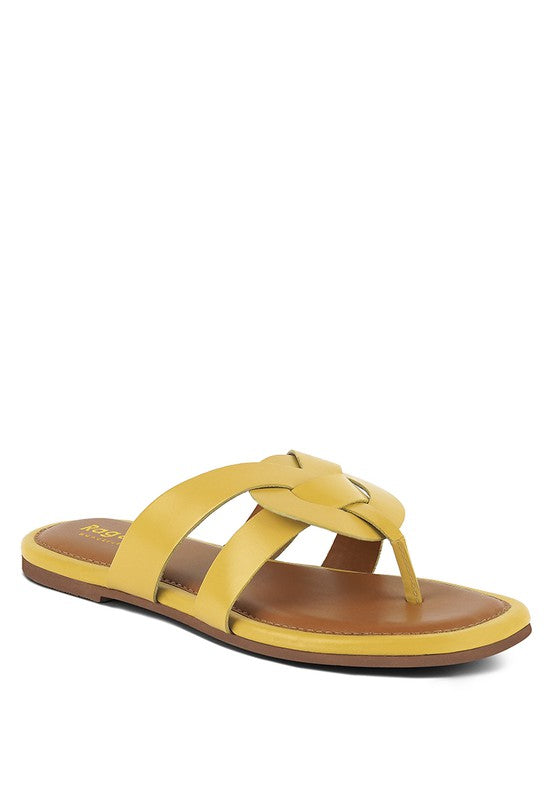 Babe Beachwear yellow women's summer slip-on sandals flat with cushioned sole