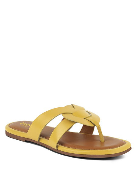 Babe Beachwear yellow women's summer slip-on sandals flat with cushioned sole