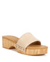 Rag Company beige clog wooden sandals with open toe and studded detail on platform heel
