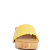 Rag Company yellow clog wooden sandals with wooden sole and open toe design