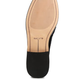 Sole view of Rag Company genuine leather summer loafers with detailed stitching and black heel