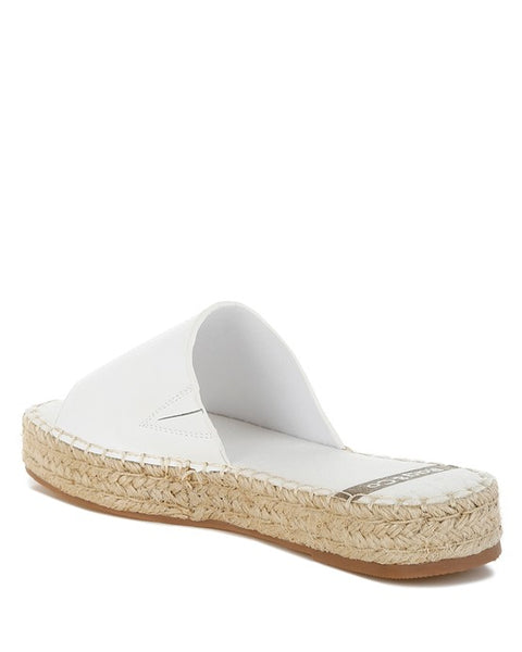 Babe Beachwear white slip-on summer sandals with woven jute platform sole for casual wear