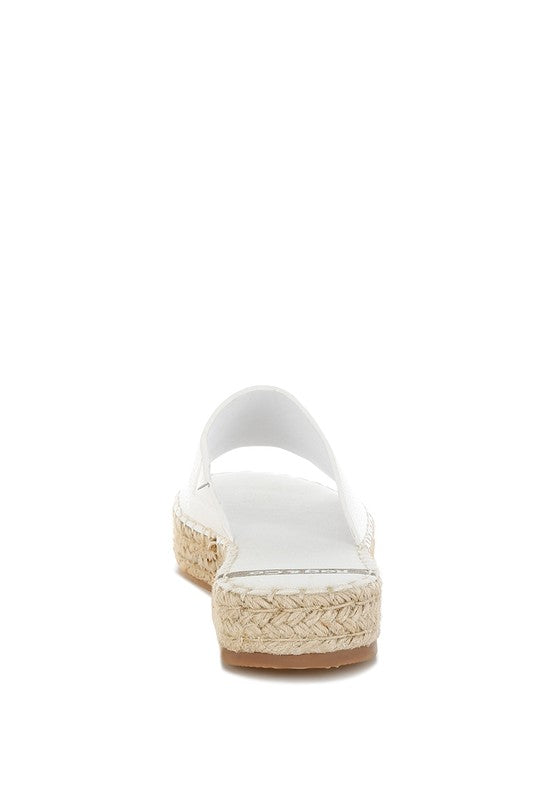 Babe Beachwear white slip-on summer sandals with woven platform sole for casual beach wear