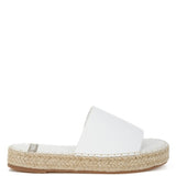 Babe Beachwear white slip-on summer sandals with woven jute sole and cushioned footbed