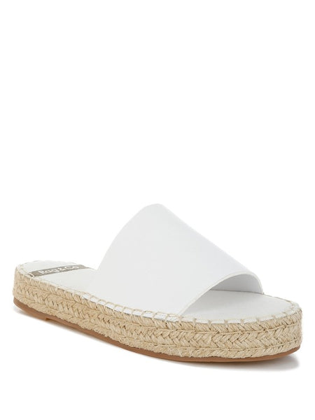 Babe Beachwaer white slip-on summer sandals with woven platform sole for casual wear