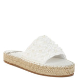 Babe Beachwear women's pearl embellished flats white quilted slide sandals with braided sole