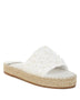 Babe Beachwear women's pearl embellished flats white quilted slide sandals with braided sole