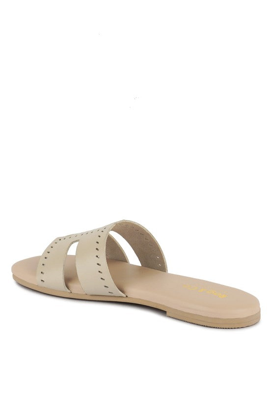 Babe Beachwear women's slip-on beach sandals in beige with cutout strap design and flat sole