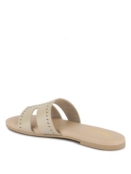 Babe Beachwear women's slip-on beach sandals in beige with cutout strap design and flat sole