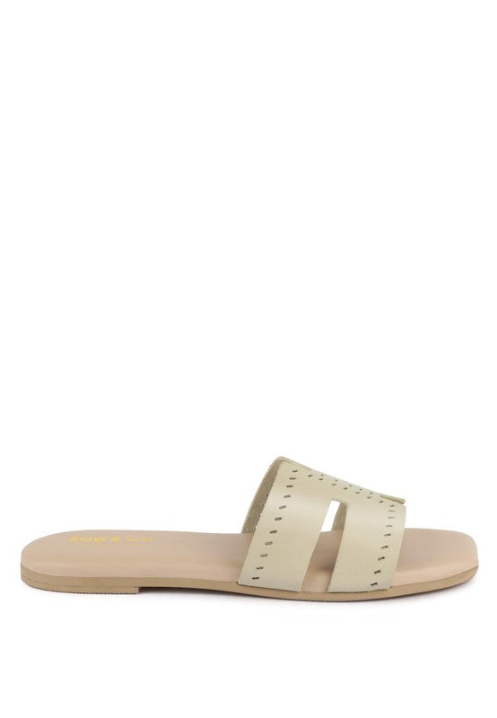 Babe Beachwear women's slip-on beach sandals in beige with open toe and stitched detailing