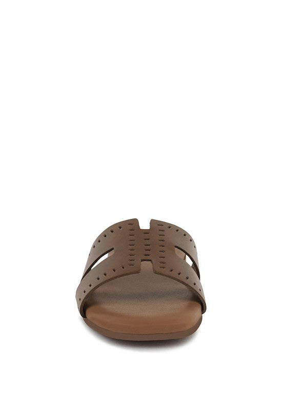 Babe Beachwaer brown women's slip-on beach sandals with cutout design and cushioned sole
