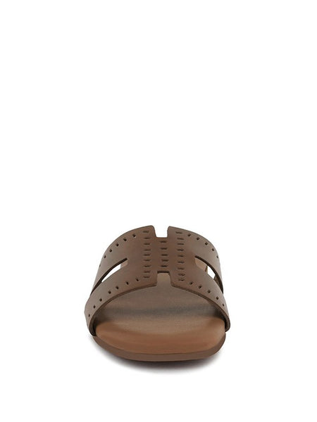 Babe Beachwaer brown women's slip-on beach sandals with cutout design and cushioned sole