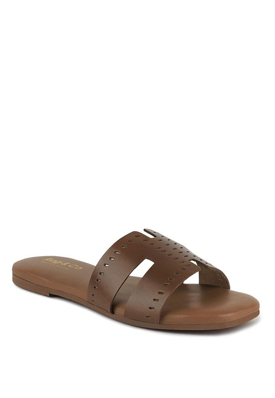 Babe Beachwear women's slip-on beach sandals in brown with perforated strap design