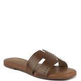 Babe Beachwear women's slip-on beach sandals in brown with perforated strap design