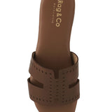 Brown women's slip-on beach sandals with cut-out design and flat sole from Babe Beachwear