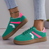 Trendsi red contrast round toe sneakers in green with pink and white accents and brown sole