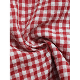 Close-up of red and white checkered fabric for red white tie front tank top by Babe Beachwaer