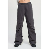 Emory Park relaxed cargo pants for women in dark gray with side pockets and loose fit