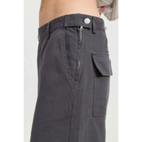Emory Park relaxed cargo pants for women in dark gray with side zipper and flap pocket