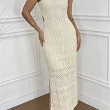 white Crochet Midi Dress with Side Cut-Outs - Beach Babes Beachwear - Fort Lauderdale