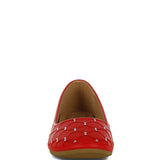 Rag Company red rhinestone ballet flats for women with quilted design and comfortable solep