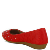 Rag Company red rhinestone ballet flats for women with quilted design and comfortable sole